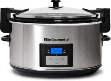 Picture of Maxi-Matic Elite Platinum MST-900VXD 8.5-Quart Stainless Steel Programmable Slow Cooker w/Locking Lid, Black
