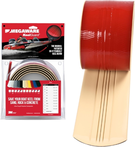 Picture of MEGAWARE KEELGUARD USA-Made, Original DIY Keel Guard, 5-Inch Wide, 4-12ft Sizes, 11 Colors, Complete Install Kit with Primer, Hull Protector, for Fiberglass and Some Aluminum Boats, Marine-Grade