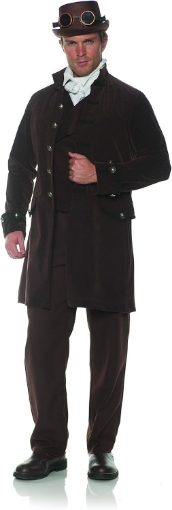 Picture of Mens Adult Fully Lined Flocked Velvet Brown Jacket Halloween Costume Accessory