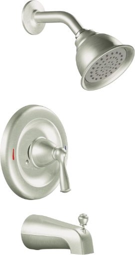 Picture of Moen 82733SRN Posi-Temp Pressure Balanced Tub and Shower Trim, Spot Resist Brushed Nickel