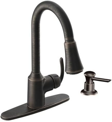 Picture of Moen CA87094BRB Pullout Spray High-Arc Kitchen Faucet with Reflex Technology from The Bayhill Collection, Mediterranean Bronze
