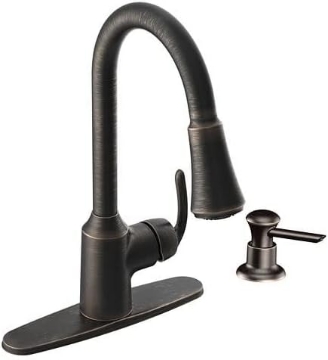 Picture of Moen CA87094BRB Pullout Spray High-Arc Kitchen Faucet with Reflex Technology from The Bayhill Collection, Mediterranean Bronze