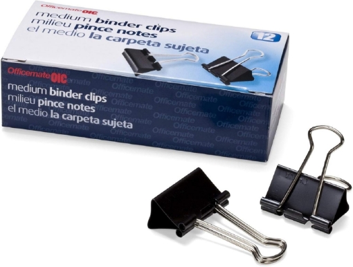 Picture of Officemate Medium Binder Clips, Black, 12 count (Pack of 12)