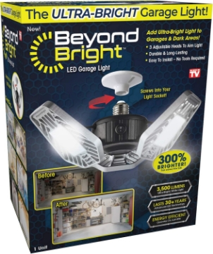 Picture of Ontel Beyond Bright LED Ultra-Bright Garage Light - 3 Adjustable Panels, Energy Efficient, Easy to Install, Durable and Long-Lasting Light for Garages, Warehouses and More