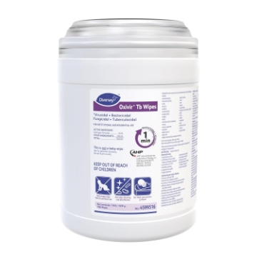 Picture of Oxivir Diversey Tb 4599516 Ready-to-Use Disinfectant Cleaning Wipes, Accelerated Hydrogen Peroxide, Unscented, Standard 6x7-Inch Sheets, 160-Wipes, 1-Canister
