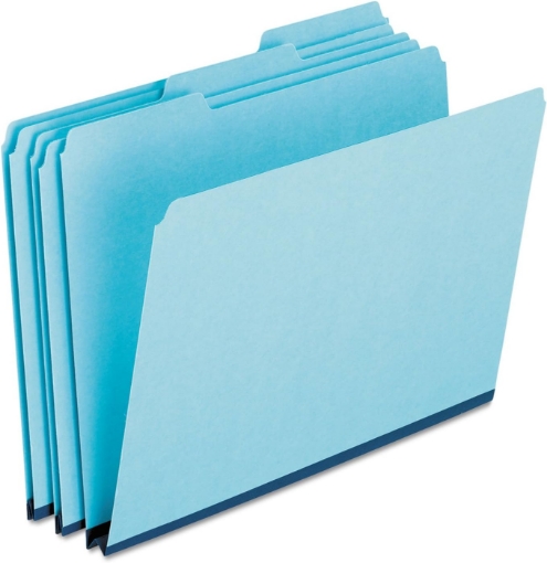 Picture of Pendaflex 9300T13 Pressboard Expanding File Folders, 1/3 Cut Top Tab, Legal, Blue (Box of 25) (9300T 1/3)