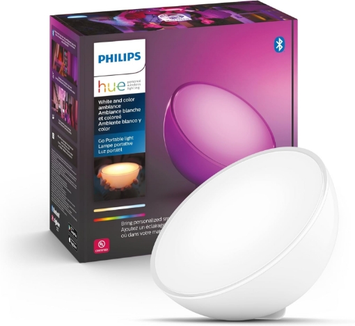 Picture of Philips Hue Go Smart Portable Dimmable Table Lamp, White - White and Color Ambiance LED Color-Changing Light - 1 Pack - Indoor and Outdoor Use - Control with Hue App or Voice Assistant