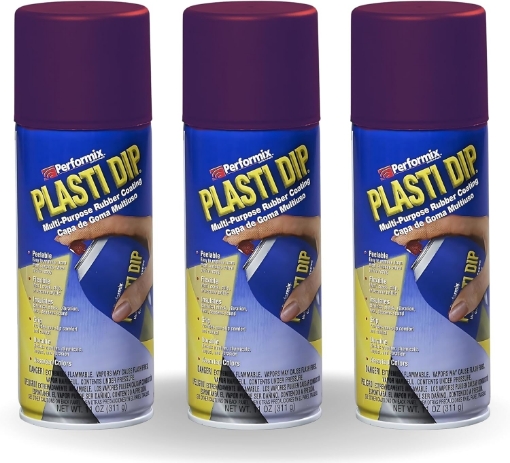 Picture of Plasti Dip Black Cherry Spray 11 oz for Automotive Enthusiasts – Peelable, Durable Spray Rubber Tool Coating – Non-Slip Helps Protect Items Against Moisture, Acids, & Abrasion – (3 Pack)