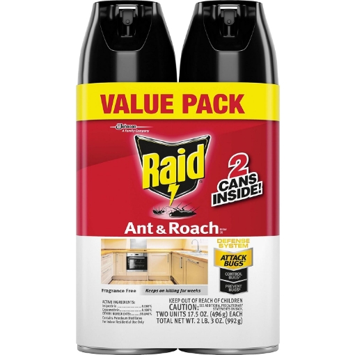 Picture of Raid 697322 Ant And Roach Spray, Fragrance-Free, 17.5 oz, 2/PK, Multi
