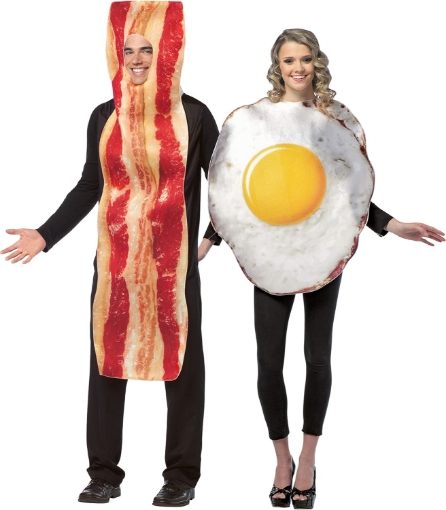 Picture of Rasta Imposta Bacon Slice & Fried Egg Couples Halloween Costume Set, Adult One Size