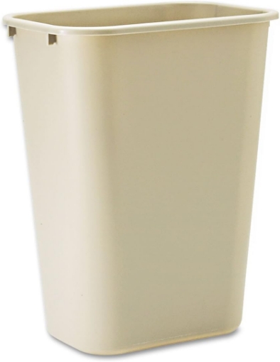 Picture of Rubbermaid Commercial 295700BG Deskside Plastic Wastebasket Rectangular 10 1/4 gal Beige