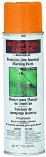 Picture of Rust-Oleum 203027 Industrial Choice Inverted Solvent-Based Marking Spray Paint, 17 Oz, Fluorescent Orange