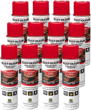 Picture of Rust-Oleum 203029-12PK Industrial Choice Inverted Solvent-Based Marking Spray Paint, 17 Oz, Safety Red, 12 Pack