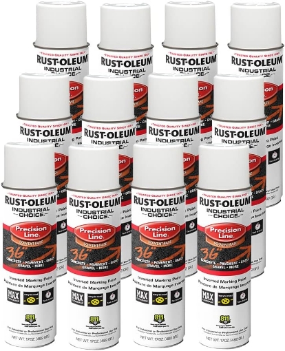 Picture of Rust-Oleum 203030-12PK M1600/M1800 System Industrial Choice Precision Line Inverted Marking Paint 12-Pack, White