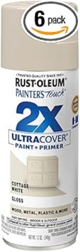 Picture of Rust-Oleum 249099-6PK Painter's Touch 2X Ultra Cover Spray Paint, 12 oz, Gloss Cottage White, 6 Pack