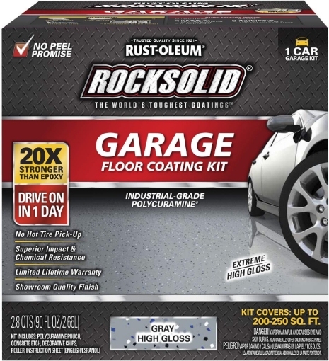 Picture of Rust-Oleum 60003 RockSolid Polycuramine Garage Floor Coating, 1 Car Kit, High Gloss Gray