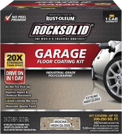 Picture of Rust-Oleum 60009 RockSolid Polycuramine Garage Floor Coating, 1 Car Kit, High Gloss Mocha