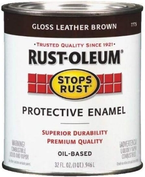 Picture of Rust-Oleum Stops Rust Gloss Brush On PaintRust-Oleum 7775502 Stops Rust Brush On Paint, Quart, Gloss Leather Brown, 1 Quarts (Pack of 1)
