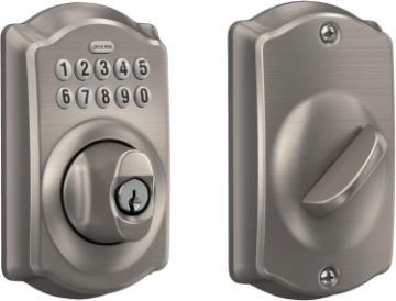 Picture of Schlage BE365 V CAM 619 Camelot Keypad Deadbolt, Electronic Keyless Entry Lock, Satin Nickel
