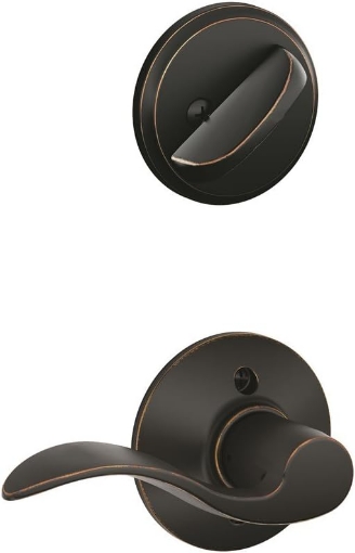 Picture of Schlage F59 ACC 716 RH Accent Interior Right-Handed Lever with Deadbolt, Aged Bronze (Interior Half Only)