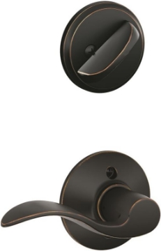 Picture of Schlage F59 ACC 716 RH Accent Interior Right-Handed Lever with Deadbolt, Aged Bronze (Interior Half Only)