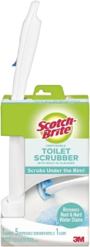 Picture of Scotch-Brite Disposable Toilet Scrubber Starter Kit, Disposable Refills with Built-In Bleach Alternative, Includes 1 Handle, Storage Caddy and 5 Refills