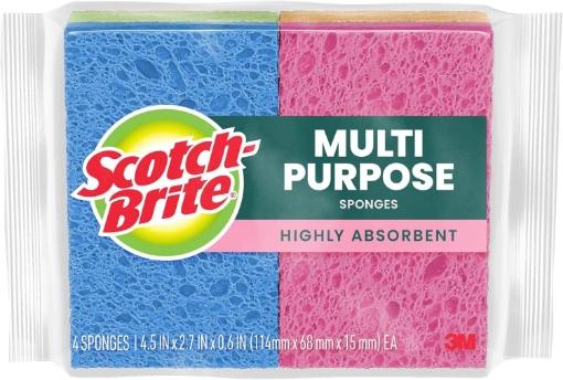 Picture of Scotch-Brite Multi-Purpose Sponges, Highly Absorbent Dish Sponge for Cleaning of Non-Stick Cookware, Showers, and Coolers, 40 Kitchen Sponges