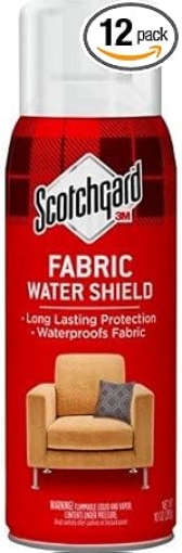 Picture of Scotchgard Fabric Water Shield, 120 Ounces (Twelve, 10 Oz Cans), Repels Water, Ideal for Couches, Pillows, Furniture, Shoes and More, Long Lasting Protection