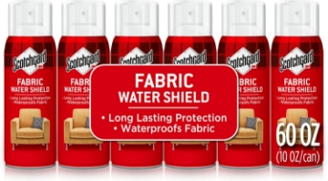 Picture of Scotchgard Fabric Water Shield, 60 Ounces (Six, 10 Ounce Cans), Repels Water, Ideal for Couches, Pillows, Furniture, Shoes and More, Long Lasting Protection