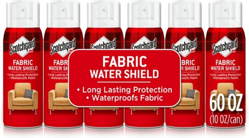 Picture of Scotchgard Fabric Water Shield, 60 Ounces (Six, 10 Ounce Cans), Repels Water, Ideal for Couches, Pillows, Furniture, Shoes and More, Long Lasting Protection