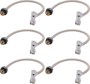 Picture of SharkBite 1/2 Inch Angle Stop x 1/2 Inch NPSM Click Seal Faucet Connector x 20 Inch, Pack of 6, Push to Connect Brass Plumbing Fitting, PEX Pipe, Copper, CPVC, PE-RT, HDPE, 24657ZC