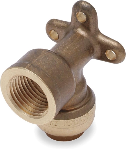 Picture of SharkBite 1/2 Inch Drop Ear Elbow, FNPT, Pack of 6, Push to Connect Brass Plumbing Fitting, PEX Pipe, Copper, CPVC, PE-RT, HDPE, U334LF