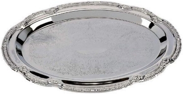 Picture of Silver Finish Serving Tray, 9 x 6 inches, 7 1/4 X 4 1/4 Serving Area