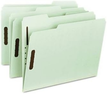 Picture of Smead - Recycled Pressboard Fastener Folders Letter 1" Exp. Gray-Green 25/Box "Product Category: File Folders Portable & Storage Box Files/Folders"