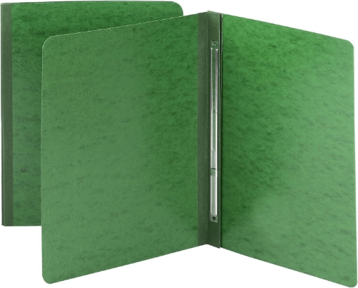 Picture of Smead Pressboard Report Cover, Metal Prong Side Fastener with Compressor, 3" Capacity, Letter Size, Green, 25 per Box (81451)