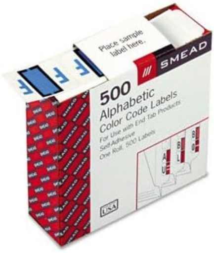 Picture of Smead® A-Z Color-Coded End Tab Filing Labels LABEL,FLDR,ENDTB,F-BE,5C (Pack of8)