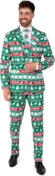 Picture of Suitmeister Men's Christmas Suit - Ugly Holiday Festive Outfit - Includes Blazer, Pants, Tie