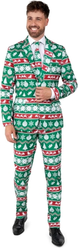 Picture of Suitmeister Men's Christmas Suit - Ugly Holiday Festive Outfit - Includes Blazer, Pants, Tie