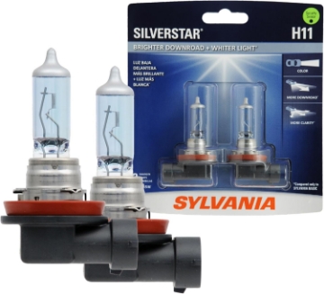 Picture of SYLVANIA - H11 SilverStar - High Performance Halogen Headlight Bulb, High Beam, Low Beam and Fog Replacement Bulb, Brighter Downroad with Whiter Light (Contains 2 Bulbs)