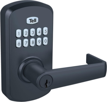 Picture of Tell Commercial Electronic Keypad Lock with Cortland Lever Matte Black