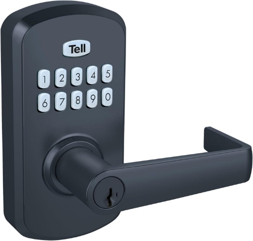 Picture of Tell Commercial Electronic Keypad Lock with Cortland Lever Matte Black