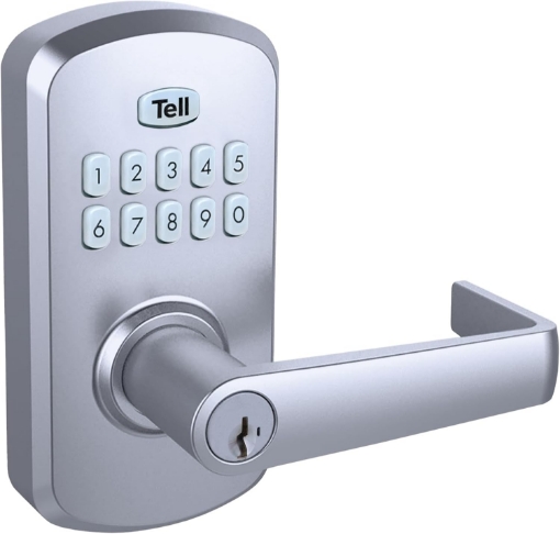 Picture of Tell Commercial Electronic Keypad Lock with Cortland Lever Satin Chrome