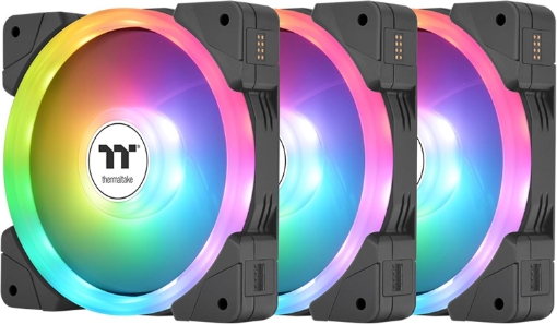 Picture of Thermaltake SWAFAN EX 14 ARGB PC Cooling Fan, 3-Fan pcak, 500~2000 RPM, Magnetic Connection, Reversable Blades, sync with MB RGB Software, CL-F168-PL14SW-A, Black