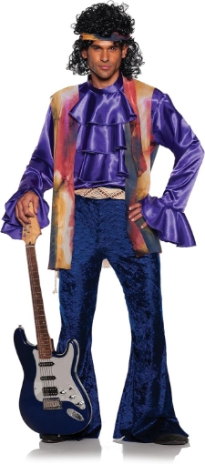 Picture of UNDERWRAPS 60s 1970s Halloween Costumes - Adult Men Womens Hippie Disco Outfits, Disco Costume Jimmy Rock n Roll Purple Hippy (70s Rockstar, XX-Large 54-56)