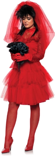 Picture of UNDERWRAPS Red Bride Dress - Gothic Bride Adult Halloween Costume for Women