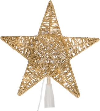 Picture of Vickerman 10 Light x 12.5" LED Gold 5 Point Star Tree Top with Warm White LED Mini Lights.