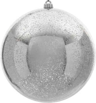 Picture of Vickerman 10" Silver Shiny Mercury Ball Ornament - Texture and Elegance for Holiday Decorating - Reliable Hanging - Exceptional Collection Addition - Perfect for Christmas Tree