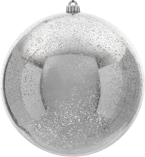 Picture of Vickerman 10" Silver Shiny Mercury Ball Ornament - Texture and Elegance for Holiday Decorating - Reliable Hanging - Exceptional Collection Addition - Perfect for Christmas Tree