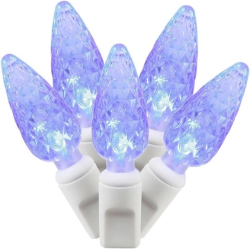 Picture of Vickerman 100 Light C6 LED Light Set Blue Lights on White Wire