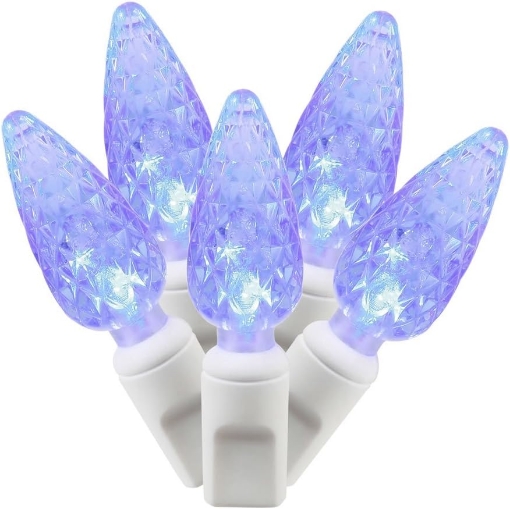 Picture of Vickerman 100 Light C6 LED Light Set Blue Lights on White Wire